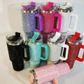 HOT Sale 40oz Rhinestone Bling Tumbler Stainless Steel Tumbler with Handle 40 OZ Bling Tumbler Cup