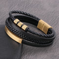 New Design 316L Stainless Steel Charms Clasp Real Genuine Leather Bracelet Bangle for Men Jewelry