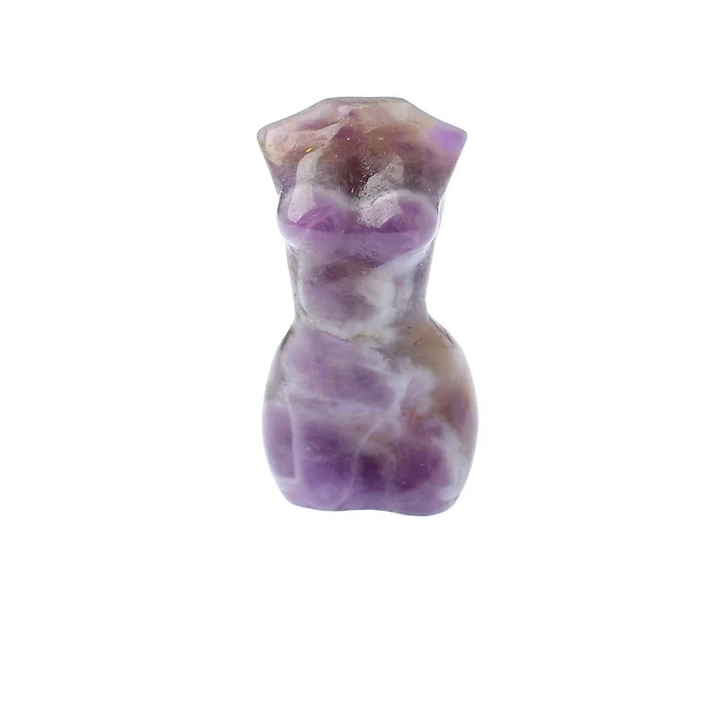 HZ Wholesale Natural Crystal Women Shape Model Female Body Carving Amethyst Crystal Crafts Goddess Body