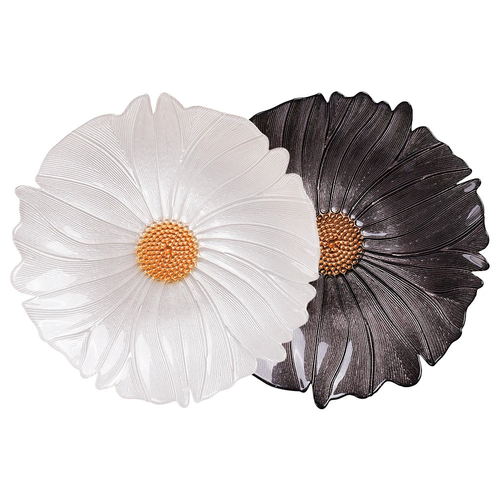 13" Irregular Dinner Plate Flower Style Wedding Glass Charger Plate Wholesale Under Plate
