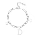Women's Stainless Steel DIY Custom Fashion Bracelet Silver Paperclip Letter D Hip Hop Style Jewelry