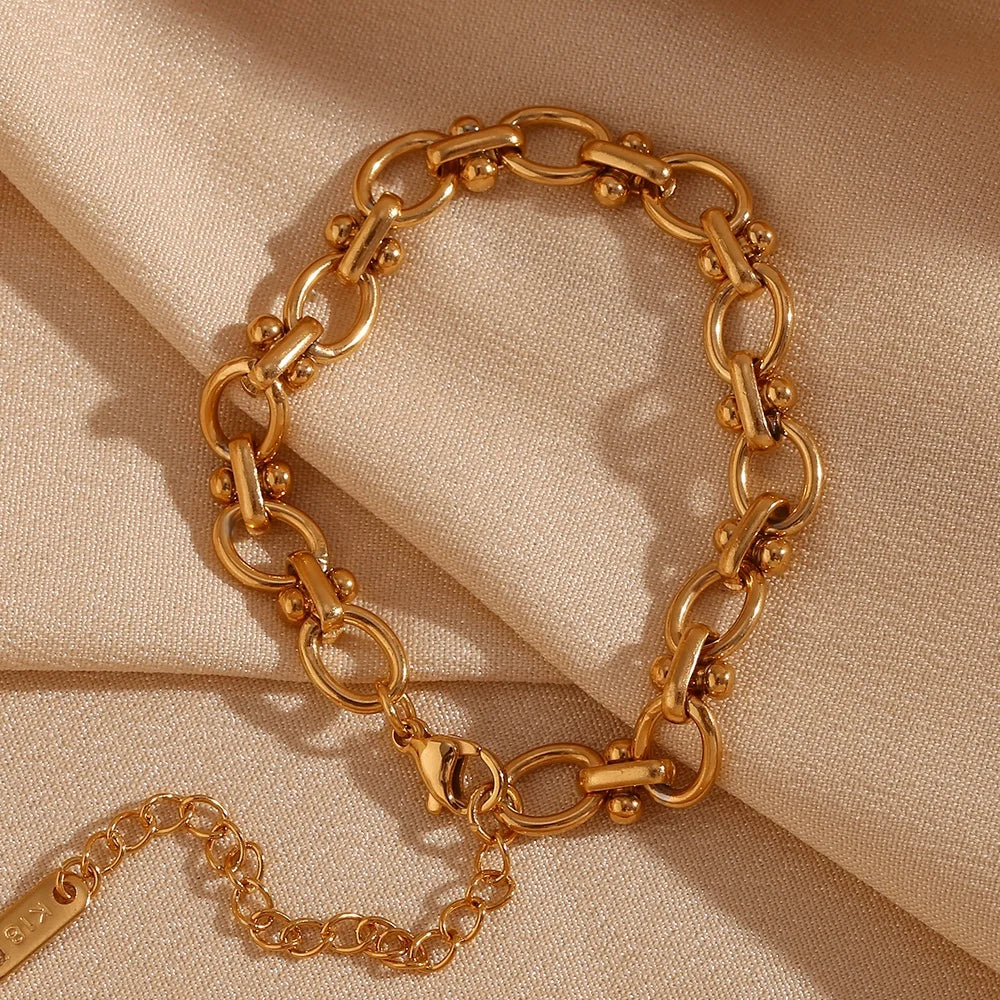 Hand Made Chain Bracelet Femme Gold Plated Jewelry Waterproof Stainless Steel Jewelry