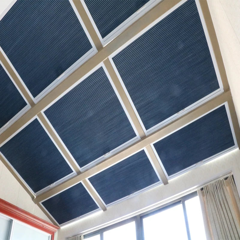 New Style Built-In Modern Electric Skylight Honeycomb Blinds with Fabric Material and Plain Design