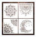4 Pcs Mandala Dot Painting Templates Reusable PET & Plastic Stencils for DIY Art Scrapbook