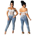 Ladies Jean Pants Hot Style Trousers Women Jeans New Stretch Hollow Out Skinny Jeans Women