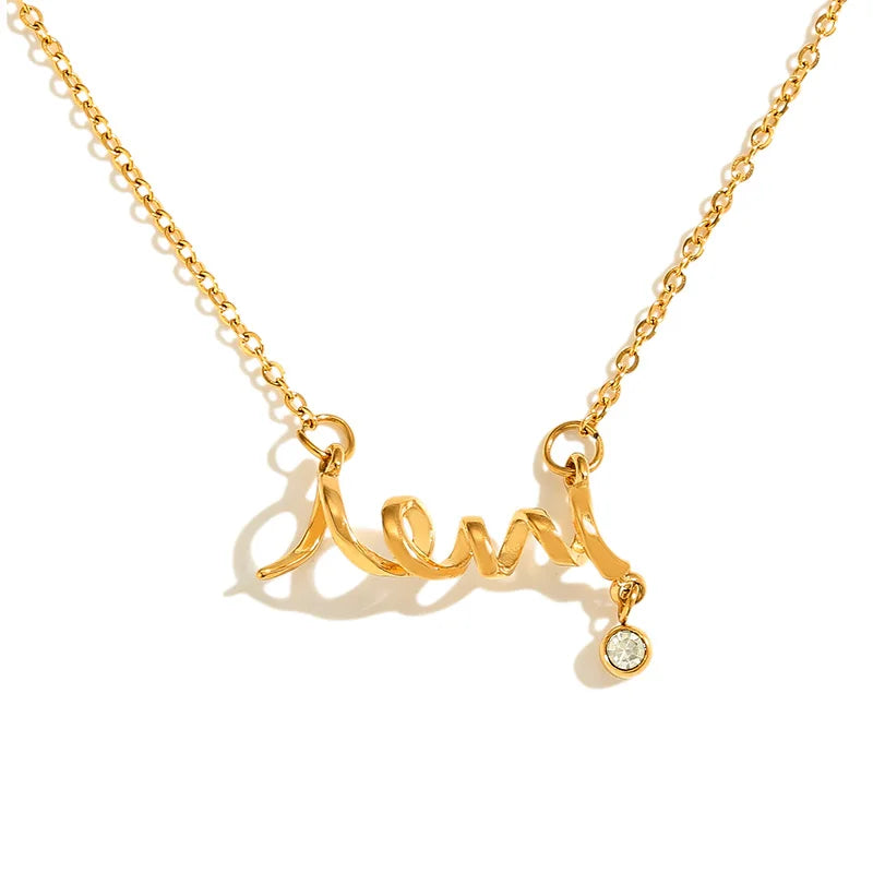 MICCI Waterproof 18K Gold Plated Hypoallergenic Stainless Steel Jewelry Pendant Ocean Wave Necklaces for Women