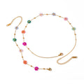 Ins Fashion 18k Gold Plated Stainless Steel Beads Chain Jewelry Set Exquisite Rainbow Flower Necklace and Bracelet Set for Women