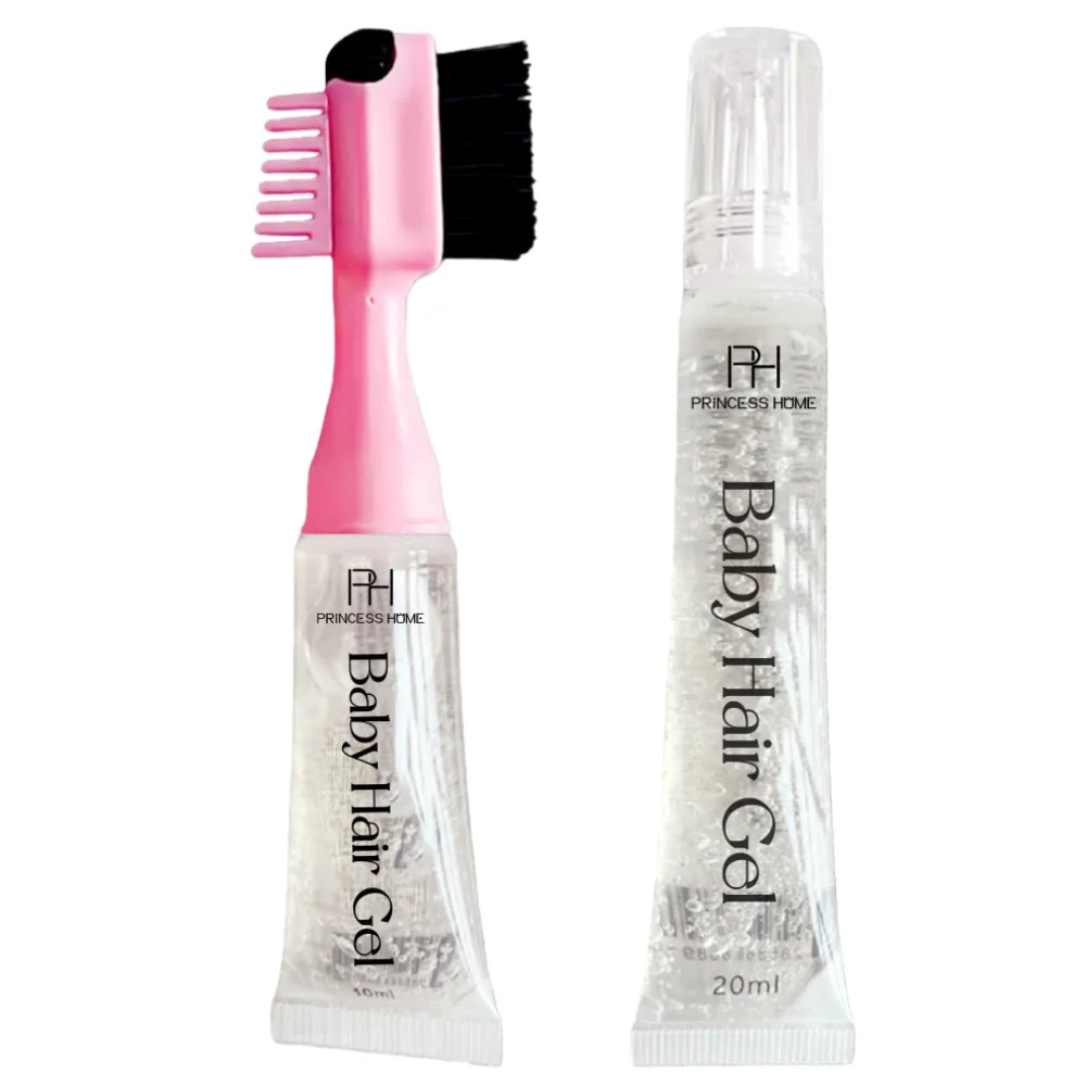 Private Label 30ml Strong Hold 3 in 1 Baby Hair Gel Edge Control Lace Wig Styling Gel Edge Control Brush Comb Gel
