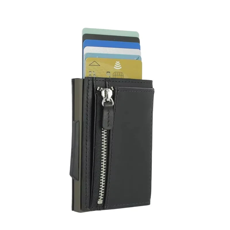 Customized Leather Aluminum Holder Card Holder Men Pop up Wallet