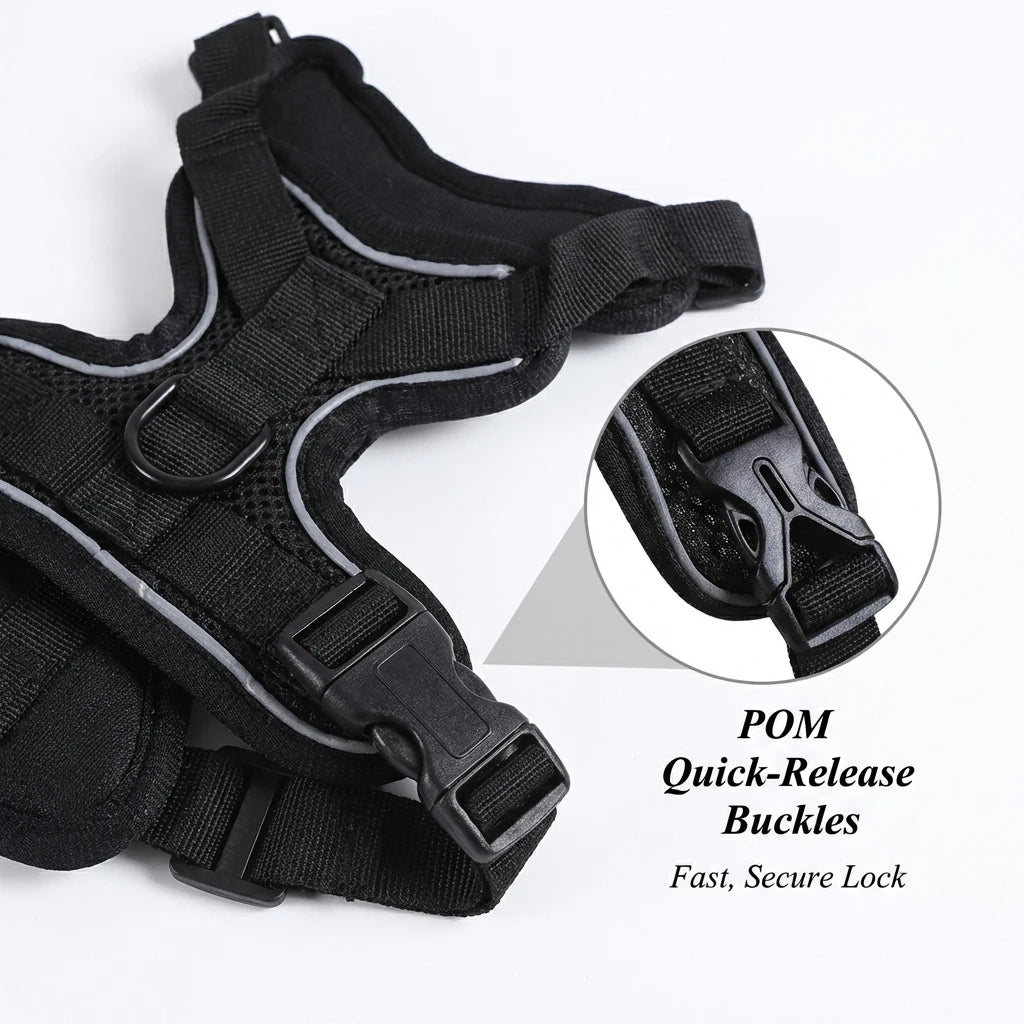 Adjustable Reflective Dog Harness with Soft Padded Front Buckle Thickened No-Pull Vest for Large Dogs Pet Harness