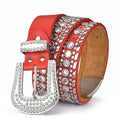Alloy Buckle Bling Bling Crystal Cowboy Rhinestones Leather Belt 115cm Width 3.8CM New Design for Stylish Jeans