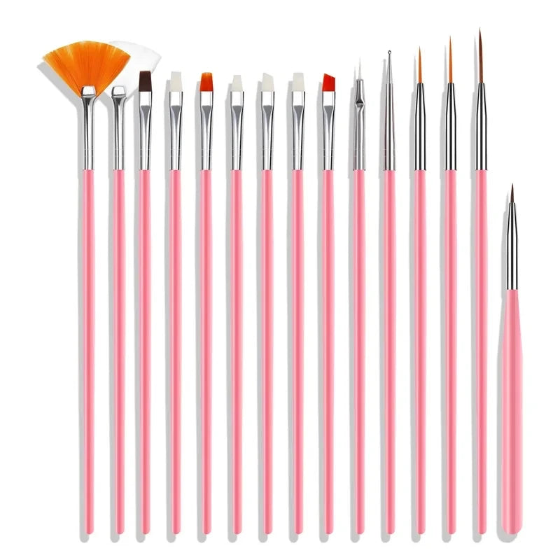 15pcs Professional Nail Art Brush Set Armor Supplies Acrylic UV Gel Paint Spot Nails Nail Art Design Drawing Pen Tools
