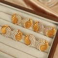 YF3936 Stainless Steel 18k Gold Plated Wing Shaped Waterproof Jewelry Pearl Zircon Texture Women Earrings