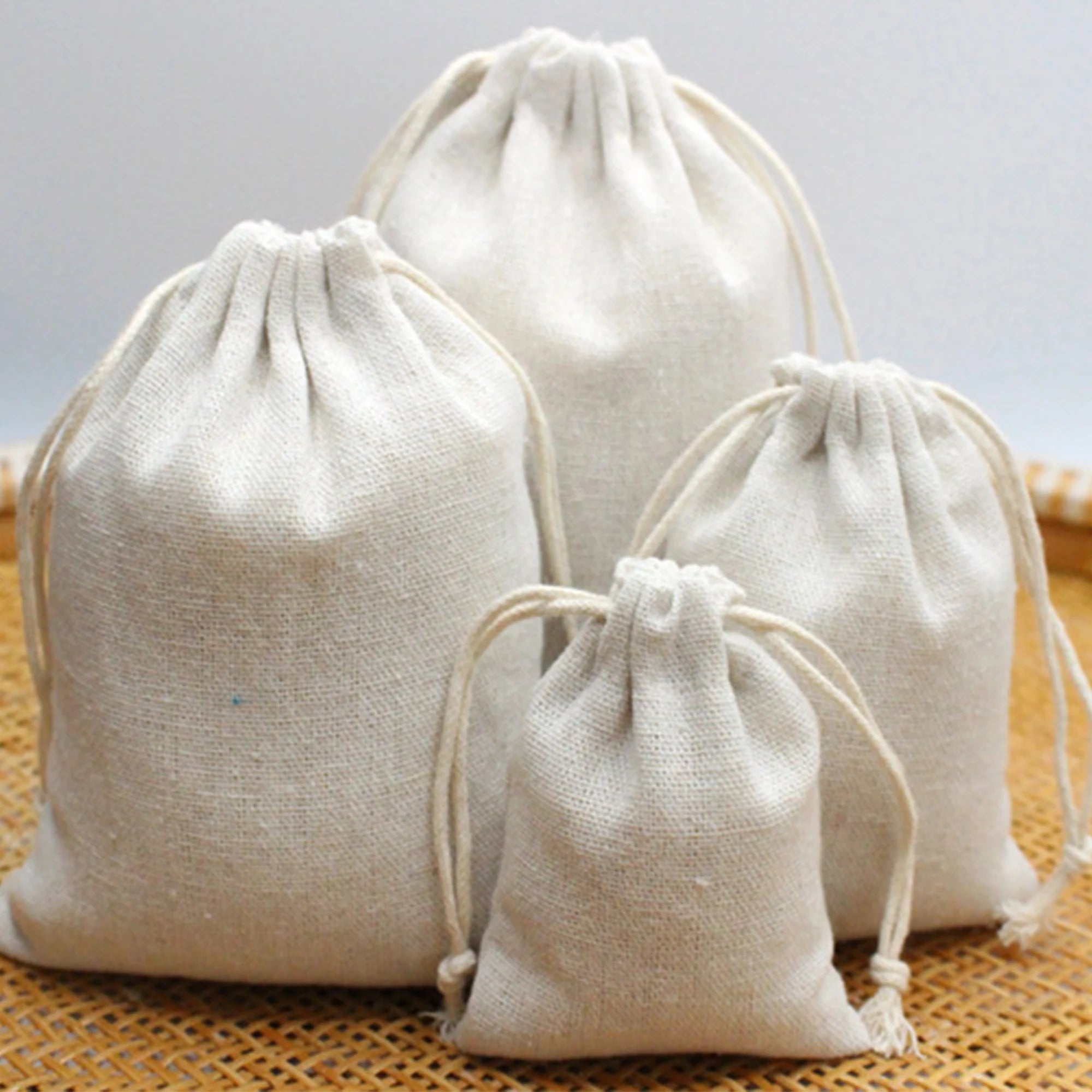 UP RUNNING Drawstring Canvas Cotton Muslin Bag Eco Cotton Linen Makeup Bag with Drawstring