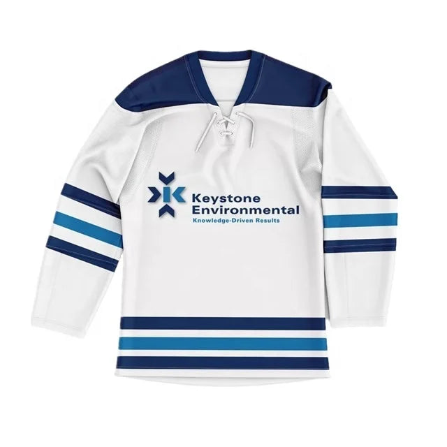 Customized Logo Sublimation Printed String Lace Neck Polyester Retro White Men's Ice Hockey Jerseys OEM 220g Made in China