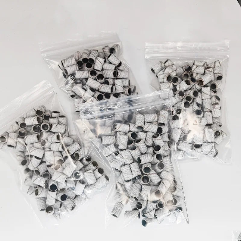 Custom Manicure Pedicure 100 Piece Bag Set Purple Grey Brown Colorful zebra Sandpaper Loop Sanding Bands for Nail Drill Bits