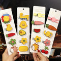 HOVANCI Best Sale 5Pcs/Set Children Kids Head Accessories Cute Flower Duck Cherry Hair Clips Multi Color Animal Fruit Hair Pins