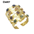 WT-B633 WKT New Handmade Lovely Trendy Gift for Women  Lucky Bracelets C Shaped Natural Colorful Gemstone Opening Bracelets