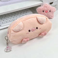 Japanese Plush Piglet Pen Bag Cute Student Large Capacity Pencil Stationery Bag Makeup Bag Storage