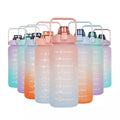 Eco Friendly Custom Bpa Free Student Vintage Drinking Sport 2L 64Oz Plastic Water Bottles with Time Marker Straw Strainer