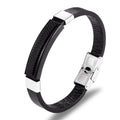 Rope Stainless Steel  Men's Fashion Jewelry Bracelets & Bangles Braided Black Leather Bracelet