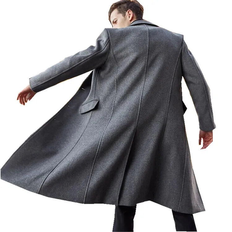 Custom Luxury Trench Coats Worsted Wool Overcoat Men Warm Winter Long Men Cashmere Coat