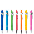 2 in 1 Metal Aluminum Stylus Ballpoint Pen Soft Rubber Touch Screens Personalized Engraved Custom Logo Mobile Phone Ballpen