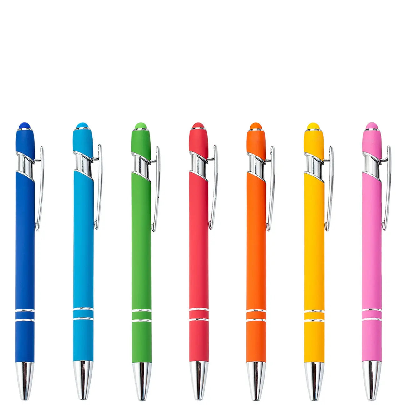 2 in 1 Metal Aluminum Stylus Ballpoint Pen Soft Rubber Touch Screens Personalized Engraved Custom Logo Mobile Phone Ballpen