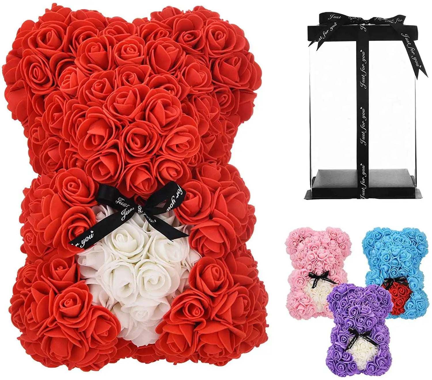 New Style Lovely Gifts Artificial Rose Bear PE Foam Rose Bear With Heart