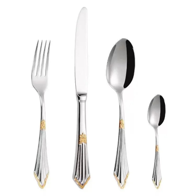 Luxury High Quality 304 Stainless Steel Flatware Set Fork Knife Spoon Silverware Wedding Cutlery Set