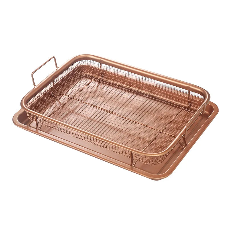 Carbon Steel Roasting Pan Fried Basket Set with Non Stick Copper Coating