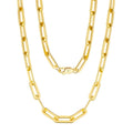 Fashion 14K 18K Gold Plated 925  Sterling Silver Paper Clip NecklaceItalian Paper Clip Handmade Collana  Chain for Women Jewel