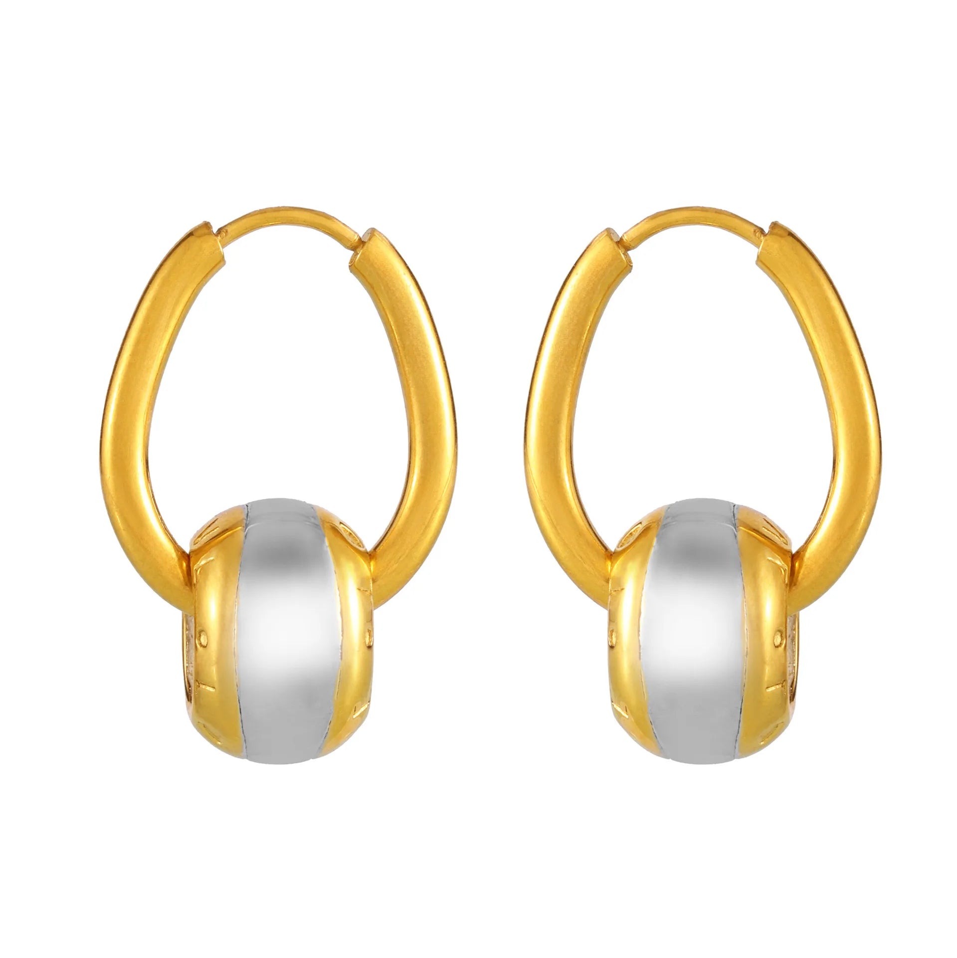 Stainless Steel Versatile Waterproof Jewelry 18k Gold Plated LOVE Two Tone Circle Pendant Earrings YF6113