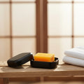 Organic Bamboo Fiber Eco-Friendly Square Soap Holder with Strainer Lid Modern Luxury Design for Bathroom Use