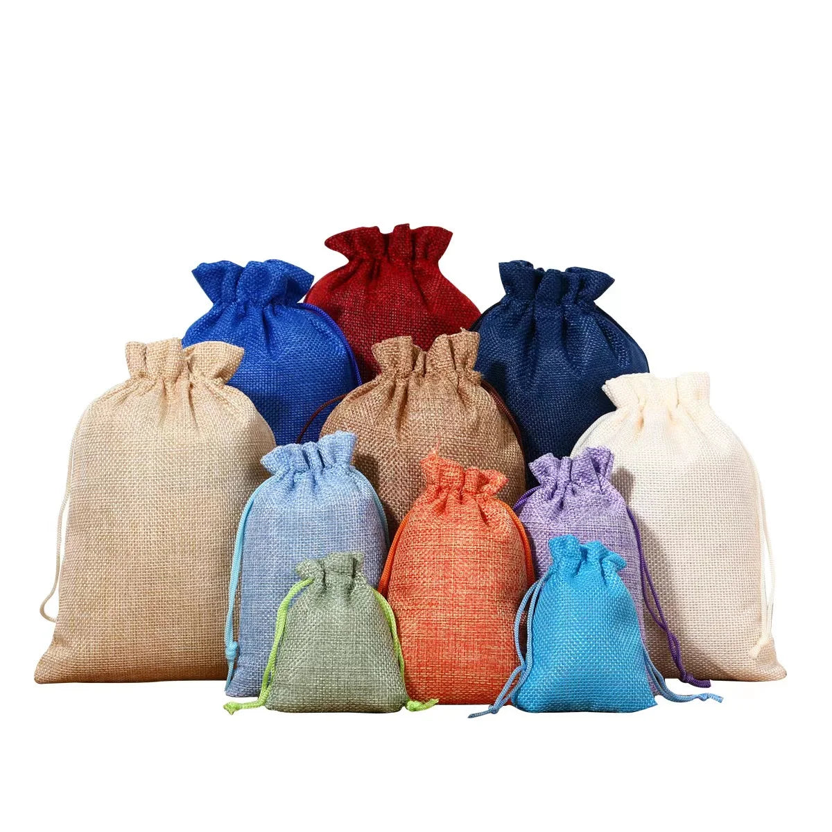 Reusable Custom Linen Drawstring Jewelry Gift Pouch Jute Drawstring Bag Burlap Drawstring Bags