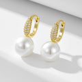 Aretes De Plata 925 Joyeria Fina Fashion Simple 14K Gold Plated 925 Sterling Silver Zircon Pearl Earrings Fine Jewelry for Women