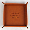 Practical Custom Logo Storage Office Items Wallet Keys Coins Perfume Gold Snap Leather Tray