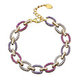 Women's Diamond Link Bracelet 925 Sterling Silver Colored Chain Bracelet