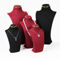 Beige Black Green Luxury Microfiber & Leather Golden Decoration Customizable Necklace Display Stand Jewelry Mannequin Bust