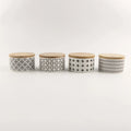 Lattice Design Bamboo-lid Canister Set with Polka Dot Ceramic Cylinder for Food and Drink