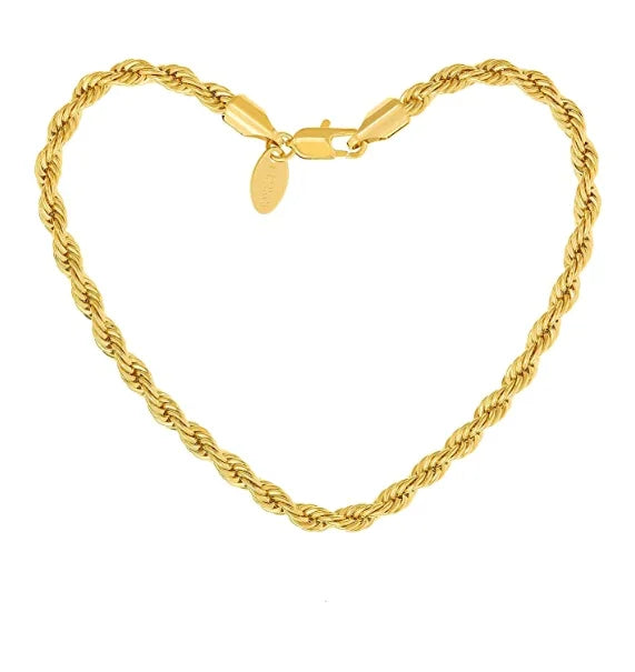 Stainless Steel Barefoot Jewelry Rope Chain Anklet 18k Gold Plated Women Foot Anklet