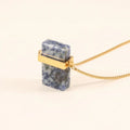Personalized Custom Wholesale Pure Stainless Steel Waterproof Natural Rectangular Lapis Lazuli Pendant Necklace