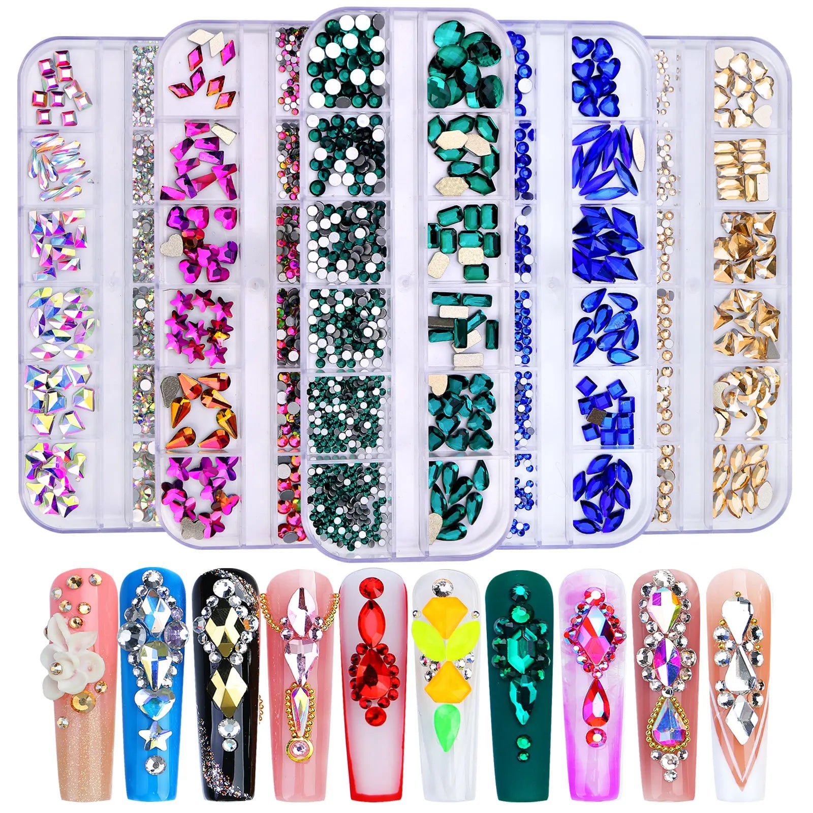 Misscheering  Flat Bottom Glass Nail Rhinestones Decorations Crystal 3d Nail Art Accessories Shaped Rhinestones