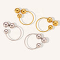 Dingran Exaggerated Earrings 18K Pvd Gold Plated Hypoallergenic Ball Shape Hoop Earrings Aretes De Acero Inoxidable Para Mujer