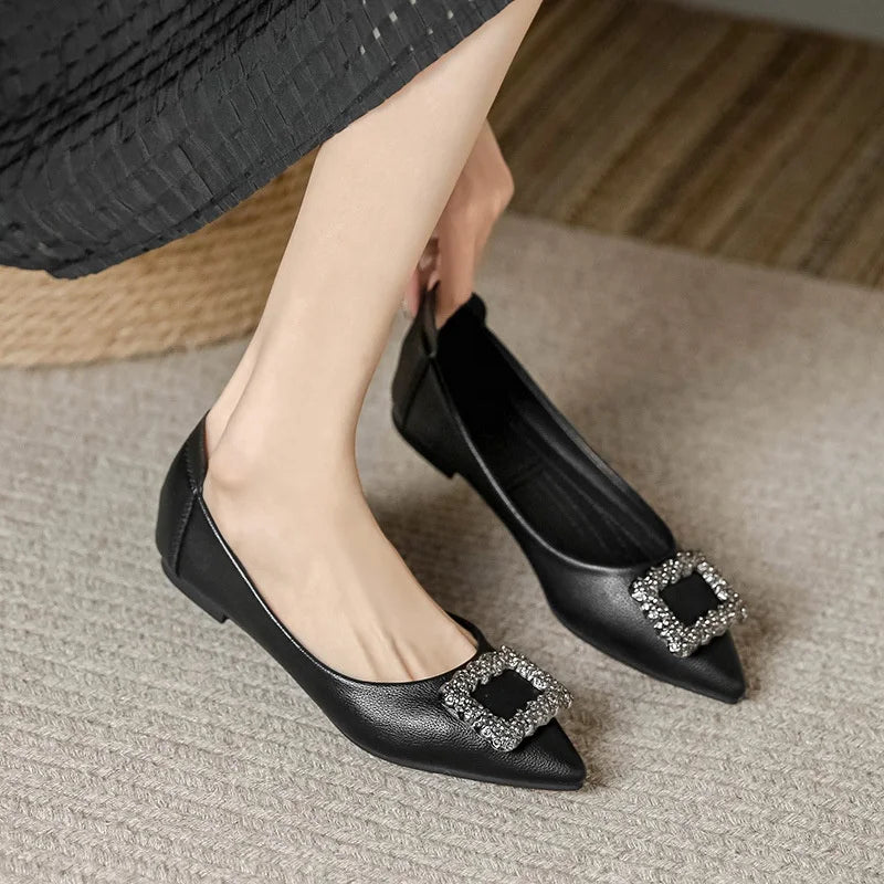 Y Women Big Size 35-43 Shallow Flat Bottomed Single Shoes Pointed Closed Soft Sole Working Shoes Ladies Female