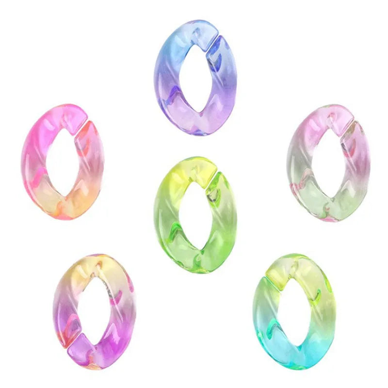 Transparent Two-tone Gradient Acrylic Open Chain Handmade DIY Bracelet Jewelry Accessory Mobile Phone Chain Jewelry Beads