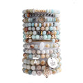 Wholesale Men Women DIY Natural Stone Bracelet Bead Yoga Bangle Lotus Custom Cross Pendant Multi-Layer Natural Stone Bracelet