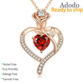 Valentine's Day Jewelry Heart Cut Colored Zircon Pendant Necklace 925 Silver Rose Gold Plated Chain for Romantic Couples