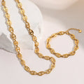 Factory Supply 14k Gold Plated Stainless Steel Fashion Designer Chokers Necklace and Bracelet  for Women