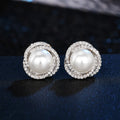 CAOSHI Hot Sale Sliver Plating Pearl Bridal Earrings Factory Price Elegant Women Girls Cubic Zircon Stud Earring for Women